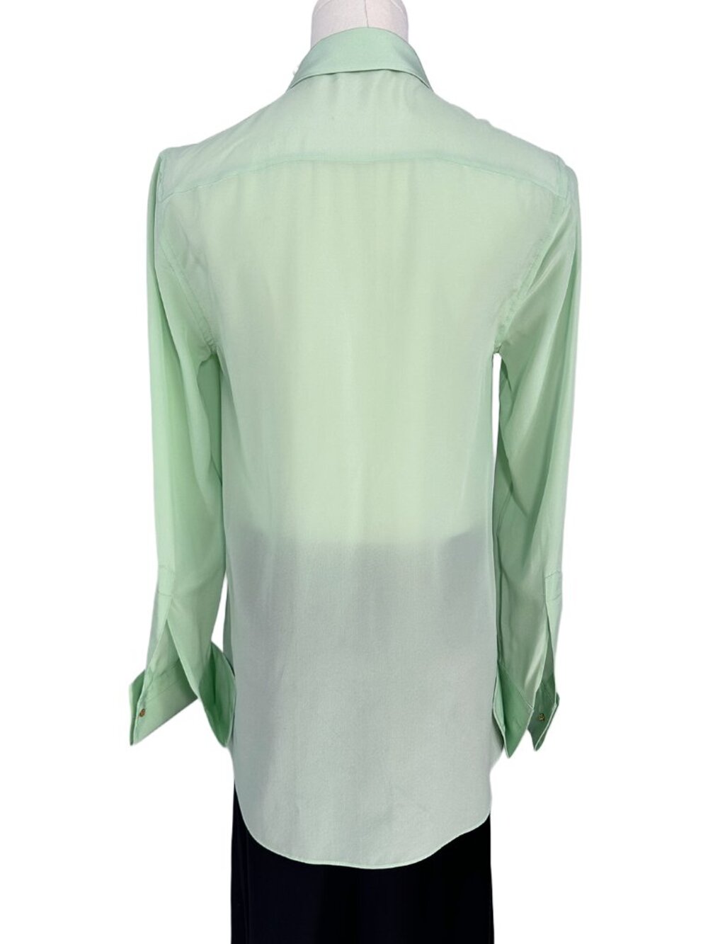 NWT Tory Burch Janet Top Crushed Mint Green 100% Silk Button Up Blouse 00 - Picture 4 of 12
